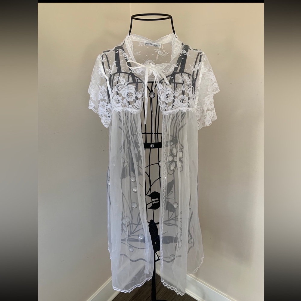 Elegant Lace Sheer White Cover-Up